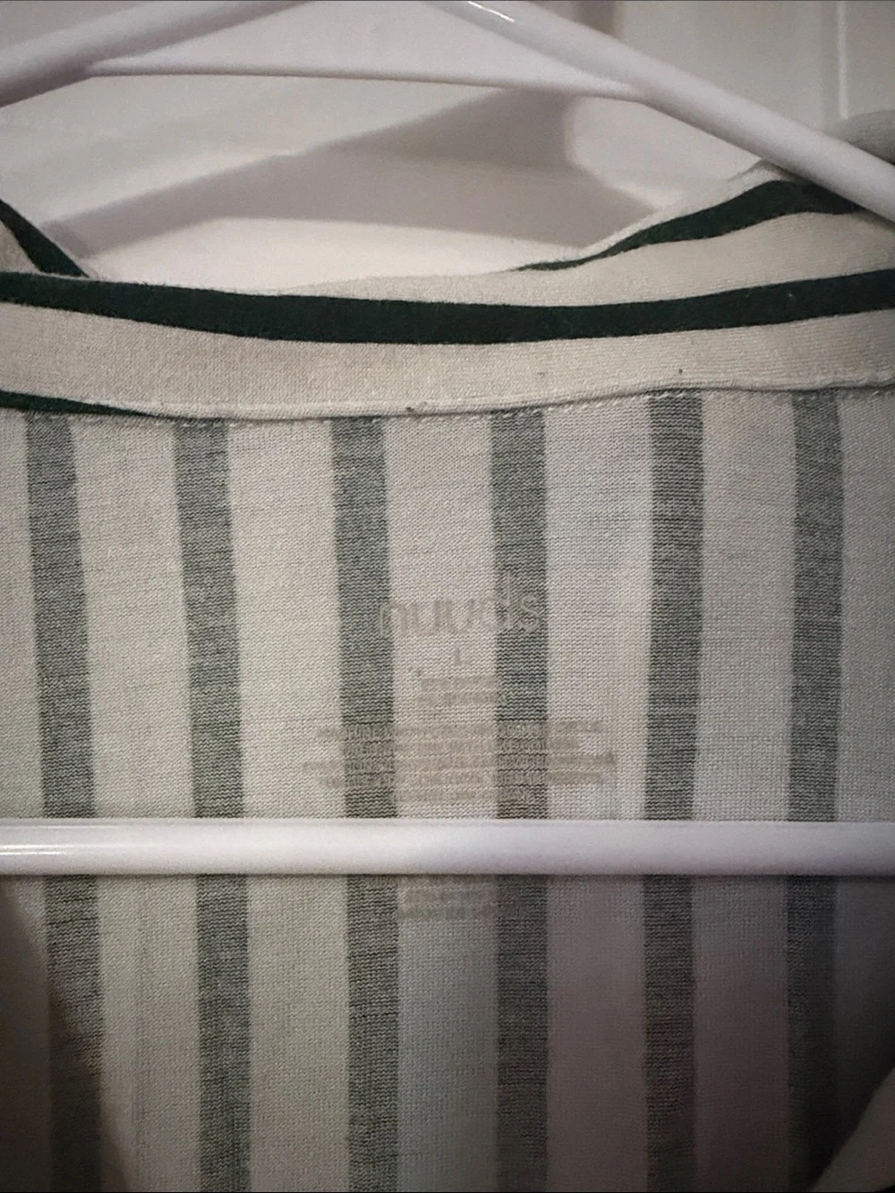 Striped Button-Up Top and Matching Pants Set - Green on White